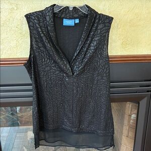 Simply Vera Vera Wang Black Sleeveless Floral Blouse